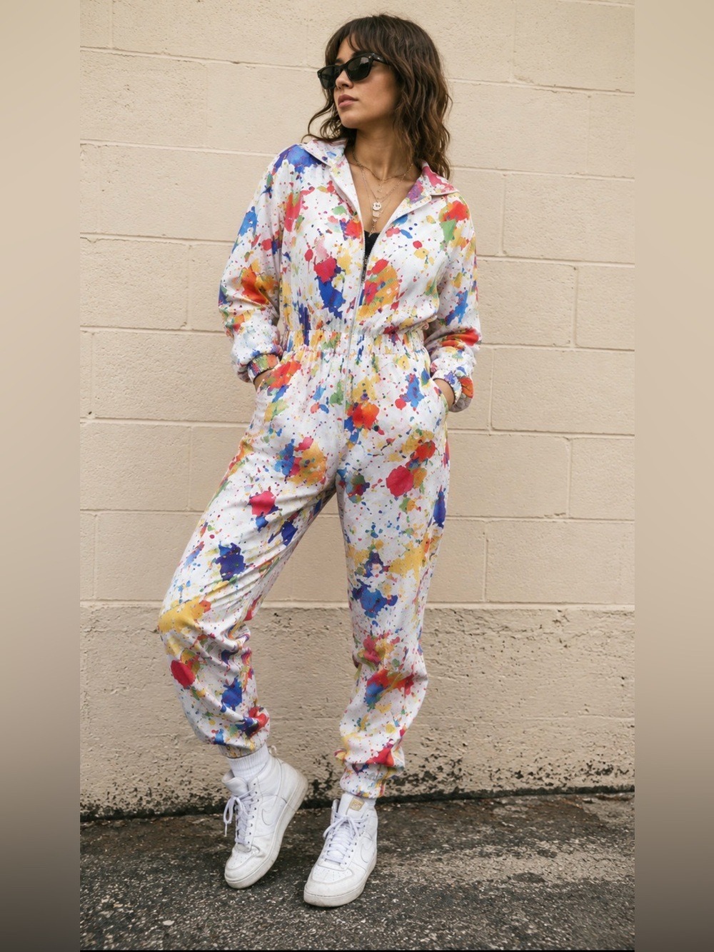 Windbreaker Zipper Jumpsuit w/Hood